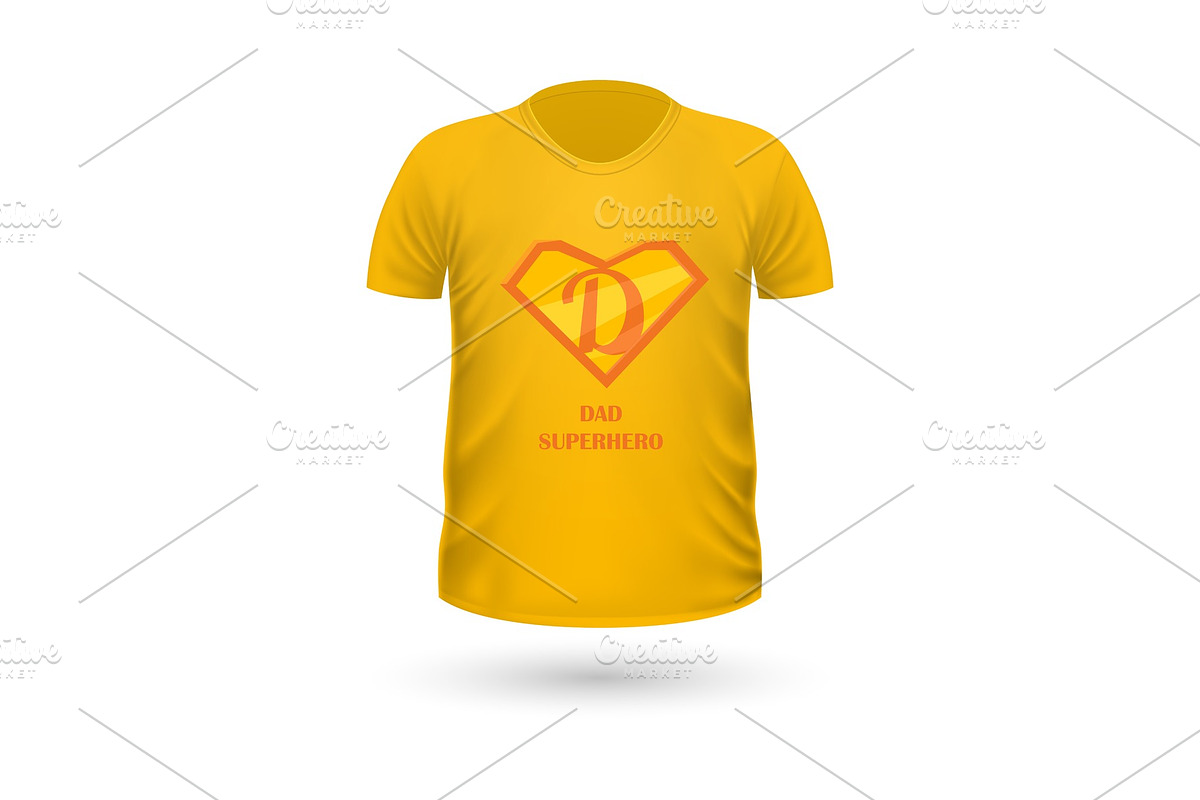 Dad Superhero T-shirt Front View in Illustrations - product preview 8