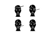 Plastic surgery glyph icons set