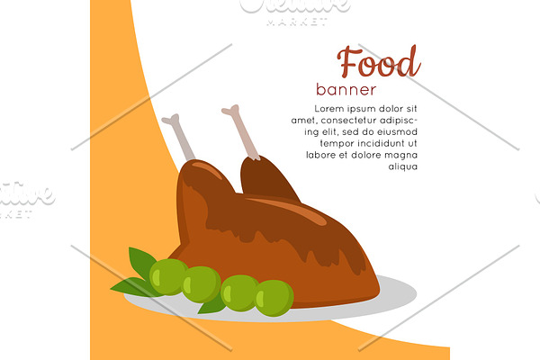Food Banner. Grilled Delicious