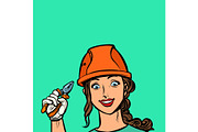 smiling woman electrician
