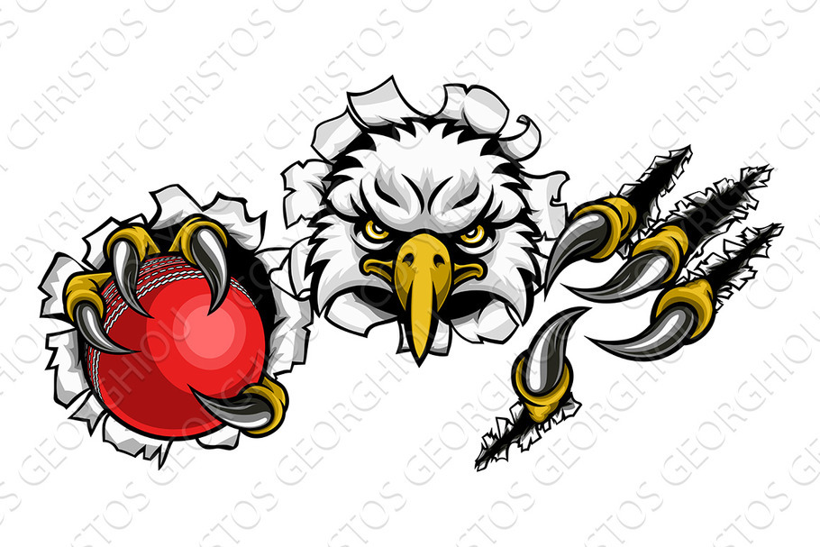 Eagle Cricket Cartoon Mascot Ripping in Illustrations - product preview 8