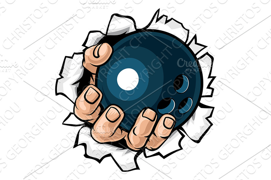 Bowling Ball Hand Tearing Background in Illustrations - product preview 8