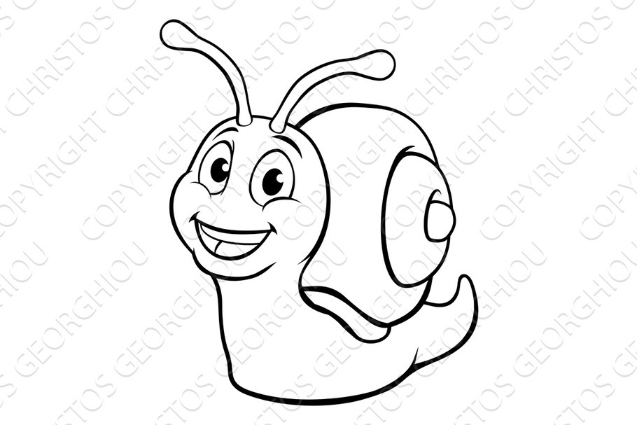 Snail Cartoon Character in Illustrations - product preview 8