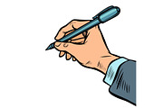 man hand with a pen