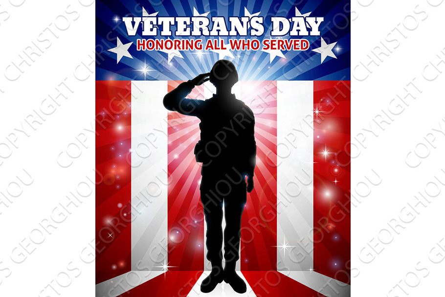 Saluting Soldier Veterans Day in Illustrations - product preview 8