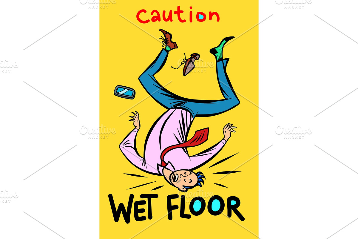 caution wet floor in Illustrations - product preview 8