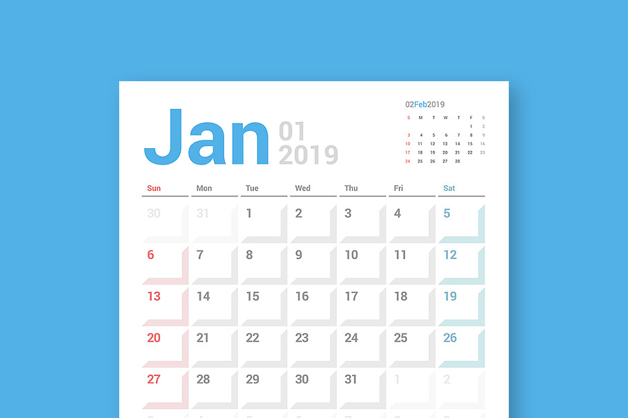 Calendar 2019 Planner Design in Stationery Templates - product preview 8