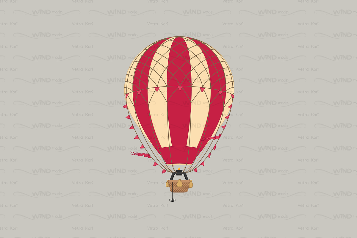 vector flat Aerostat hot balloon in Patterns - product preview 8