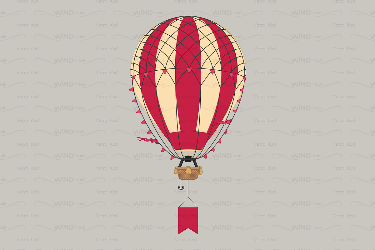 vector flat Aerostat hot balloon in Patterns - product preview 8