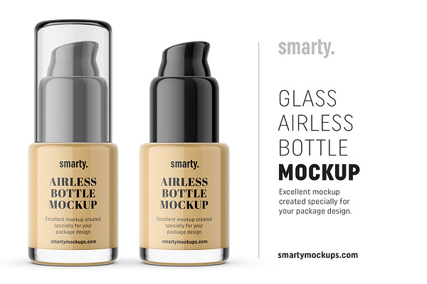 Short glass airless bottle mockup