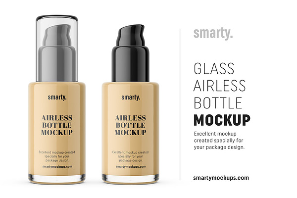 Tall glass airless bottle mockup