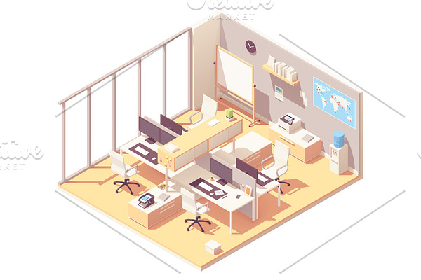 Vector Isometric office with cubicle