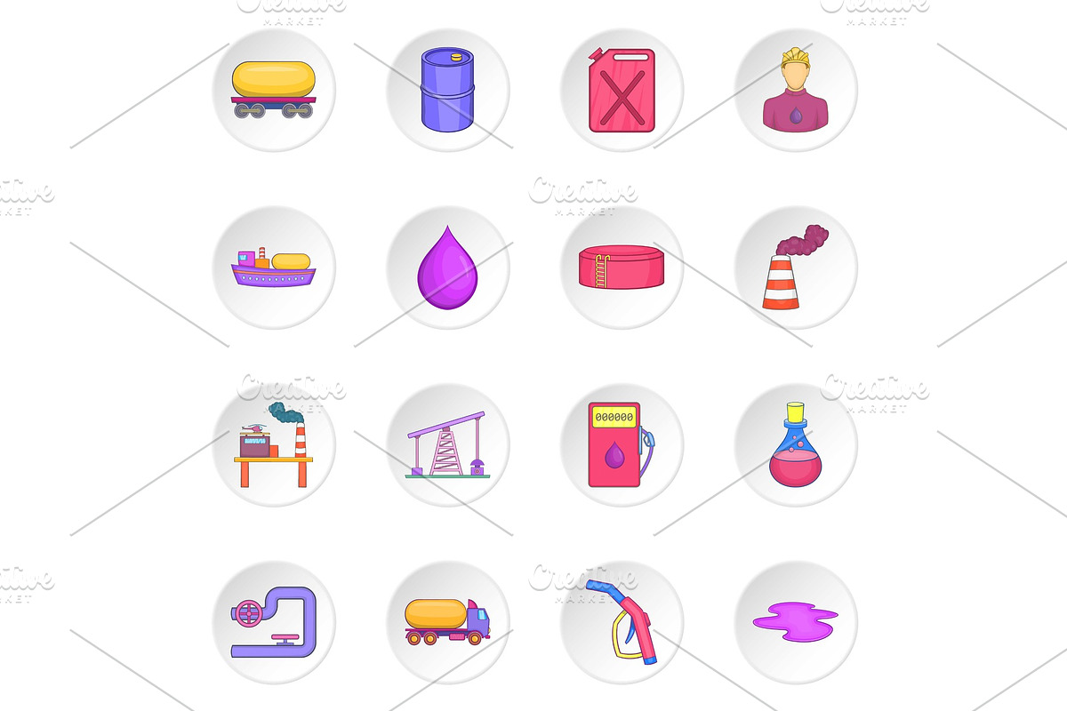 Oil industrial icons set, cartoon in Illustrations - product preview 8