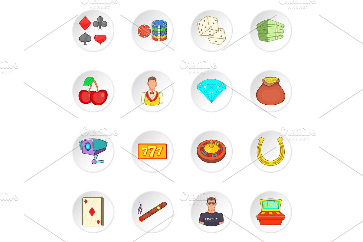 Casino icons set, cartoon style in Objects - product preview 8
