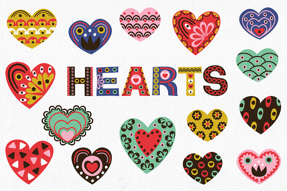 vintage valentine hearts in Illustrations - product preview 1