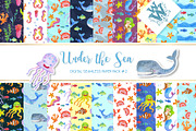 Sea animals digital paper pattern