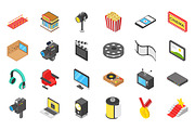 65 Cinema Isometric Icons