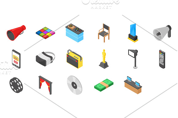 65 Cinema Isometric Icons in Icons - product preview 2