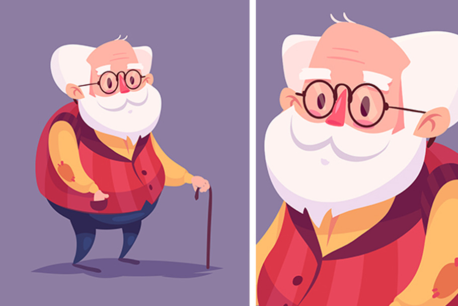 Funny old man character. Vector | Creative Daddy