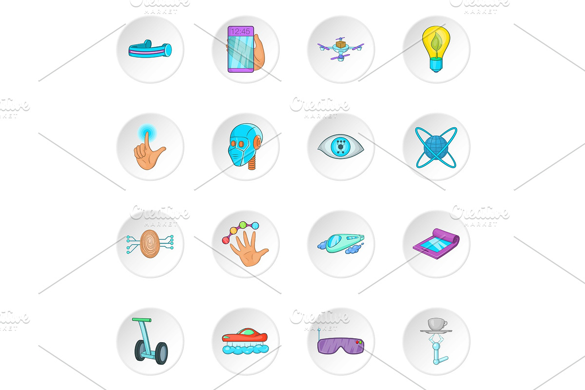 New technologies icons set, cartoon in Illustrations - product preview 8