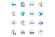 New technologies icons set, cartoon