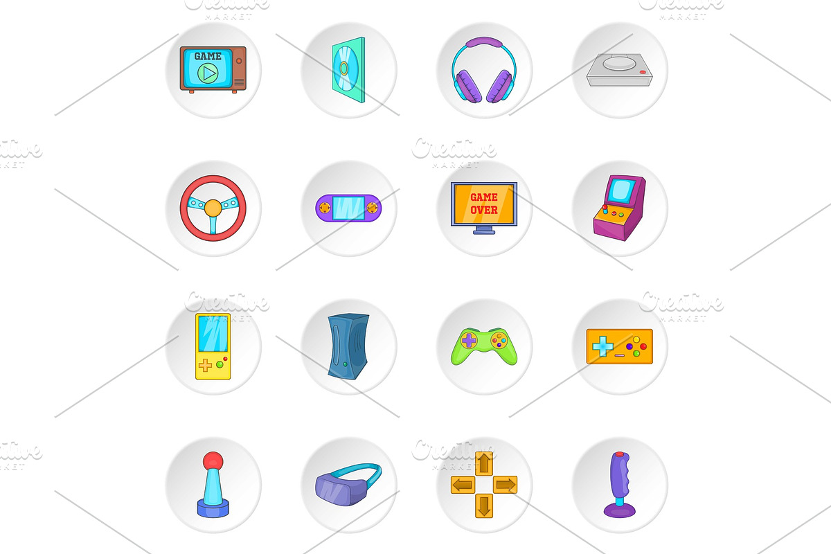 Video game icons set, cartoon style in Illustrations - product preview 8
