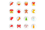 Christmas icons set, cartoon style