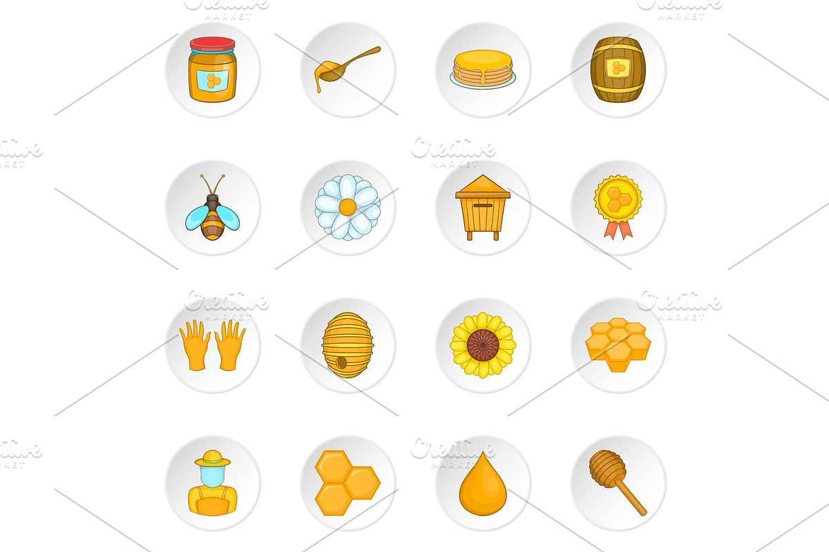 Apiary icons set, cartoon style in Illustrations - product preview 8
