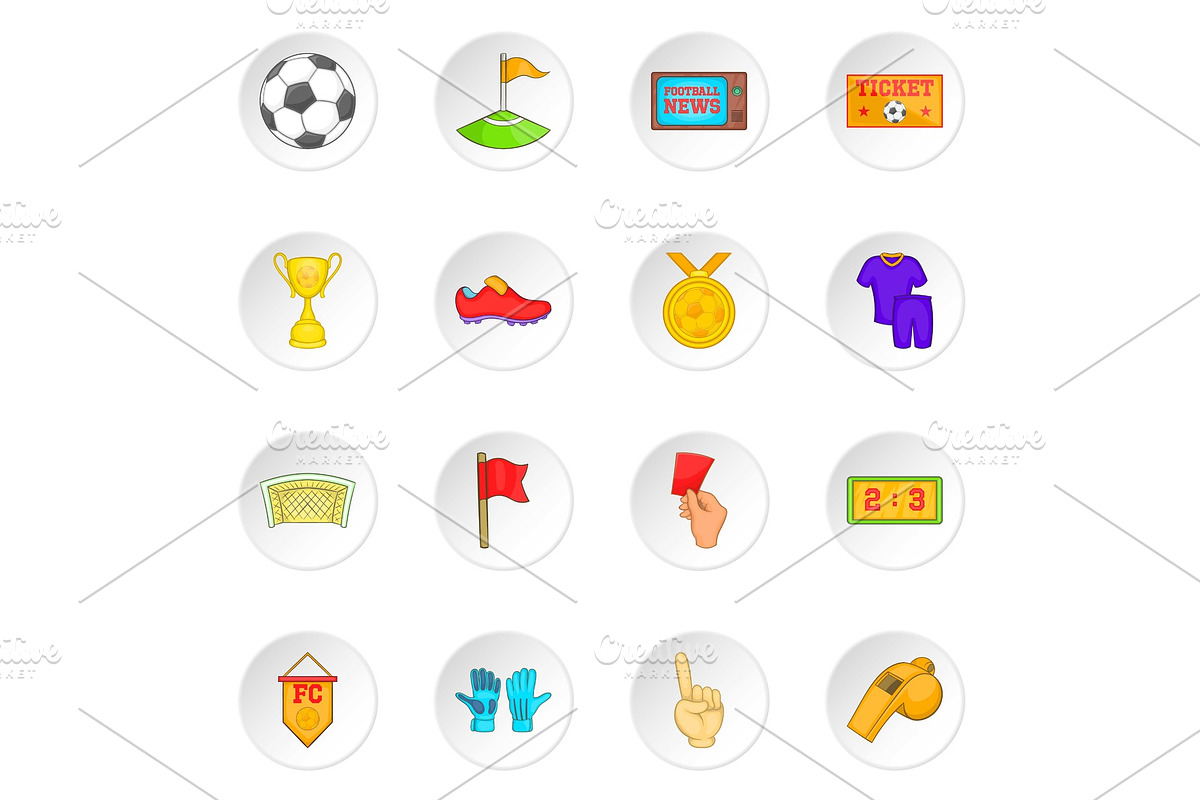 Soccer icons set, cartoon style in Illustrations - product preview 8