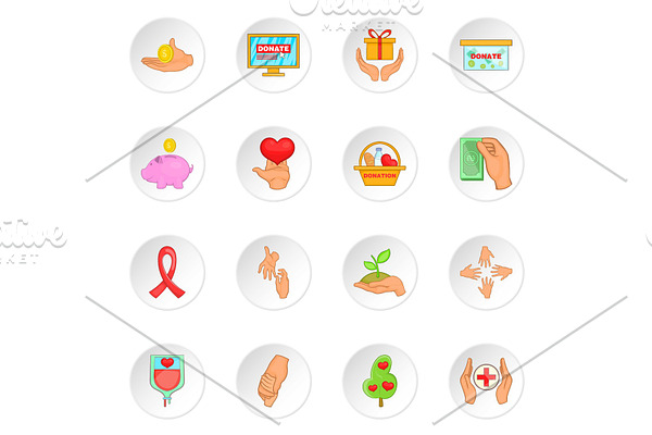 Charity organization icons set
