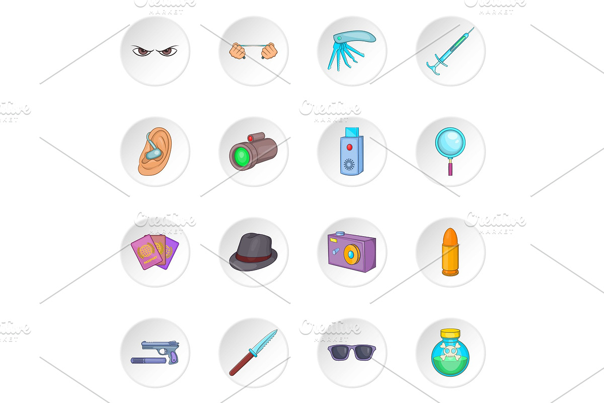 Spy and security icons set, cartoon in Illustrations - product preview 8