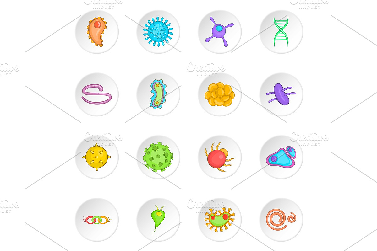 Virus icons set in cartoon style in Objects - product preview 8