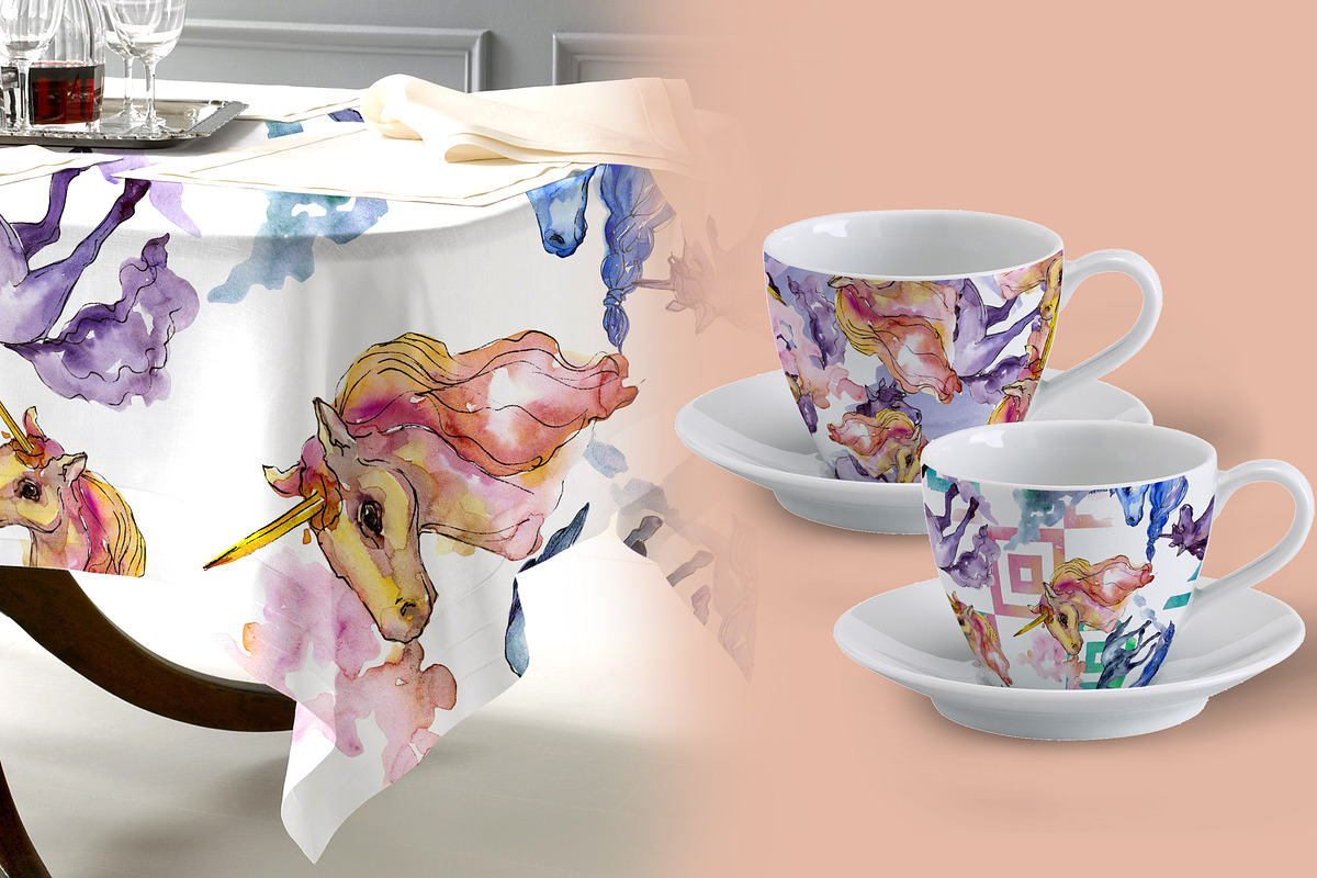 Unicorn Watercolor png in Illustrations - product preview 8