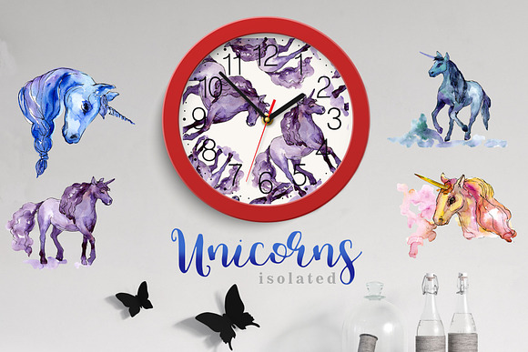 Unicorn Watercolor png in Illustrations - product preview 2