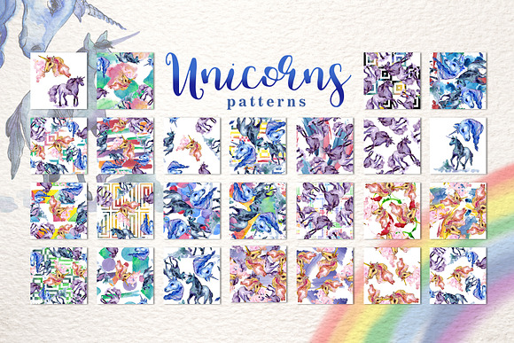 Unicorn Watercolor png in Illustrations - product preview 6