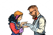 Gypsy palmist and hipster. Patient