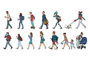 Set collection of pedestrians people