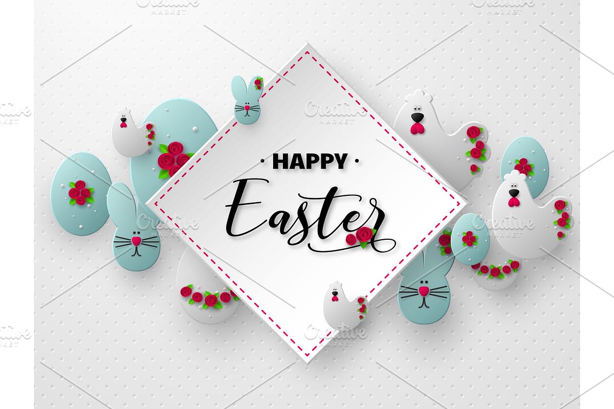 3d paper cur Easter holiday design. in Illustrations - product preview 8