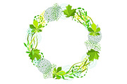 Frame of stylized green leaves for