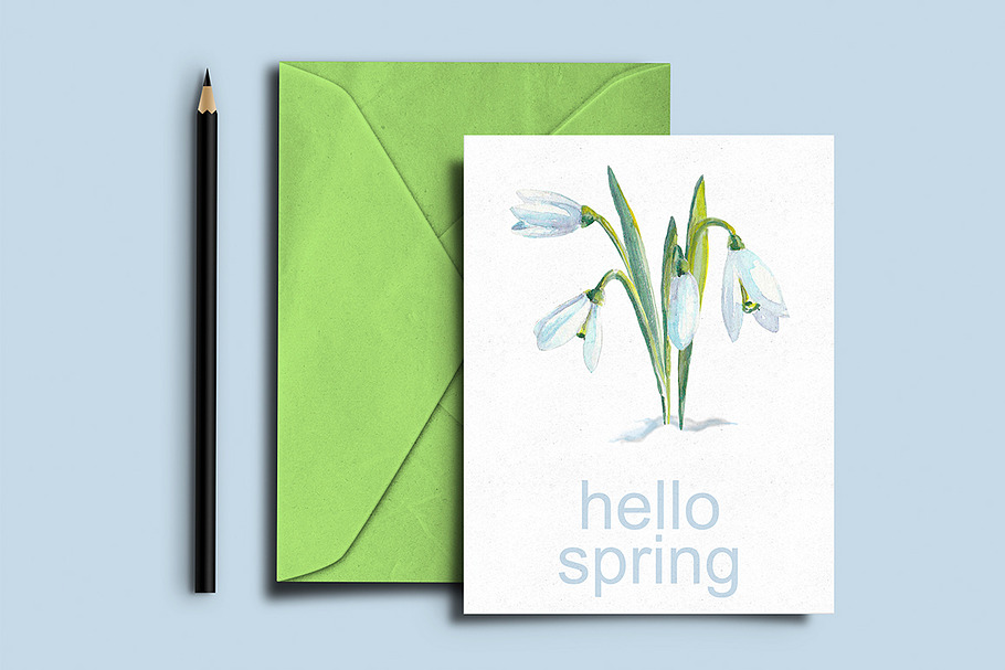 Watercolor snowdrops in Illustrations - product preview 8