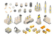 Set industrial factories plant