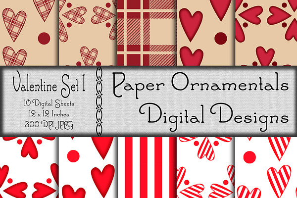 Valentine Set 1, Digital Paper