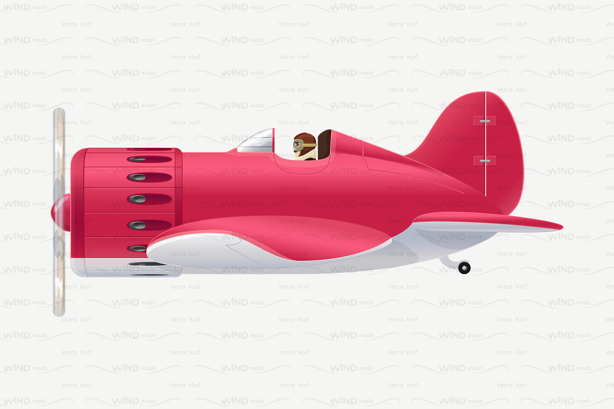vector plane cartoon illustration in Patterns - product preview 8