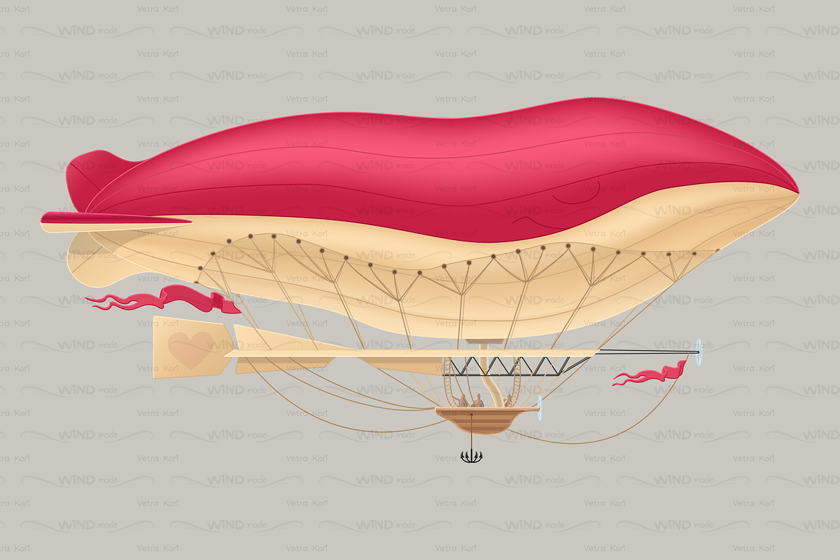 vector airship zeppelin dirigible in Patterns - product preview 8