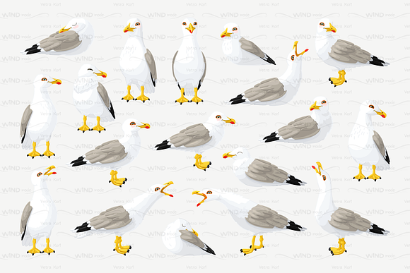 vector seagull sea gull set in Patterns - product preview 1