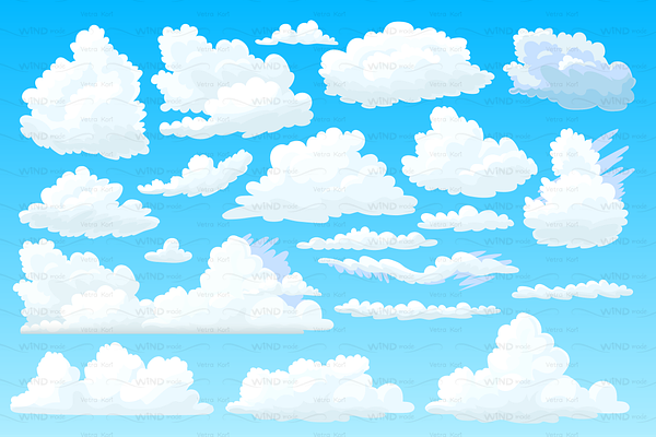 vector shaped fluffy cloud