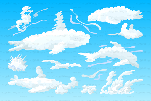 vector 3d animal shaped clouds