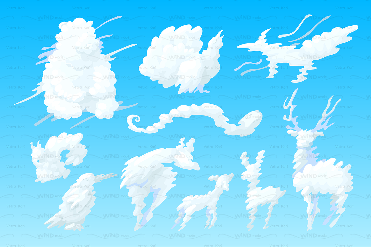 vector 3d animal shaped clouds in Patterns - product preview 8