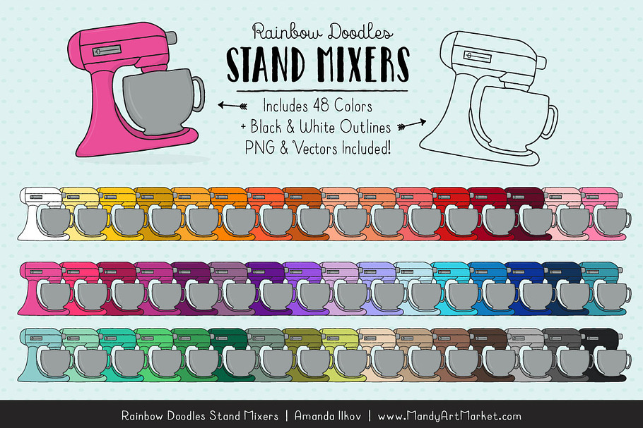 Rainbow Doodles Stand Mixer Clipart 