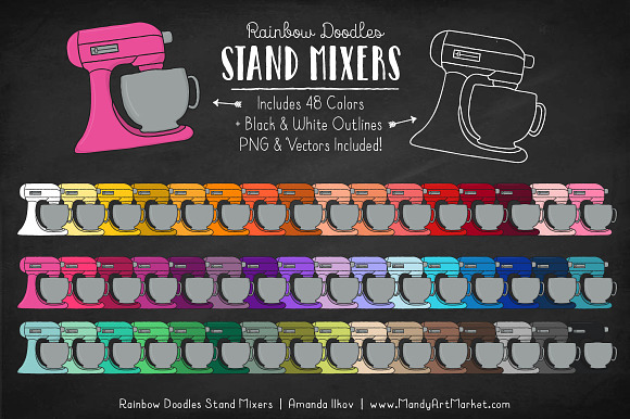 Rainbow Doodles Stand Mixer Clipart  in Illustrations - product preview 1